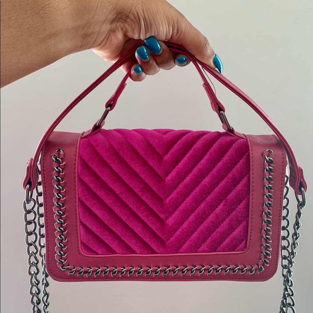 Velvet material crossbody bag